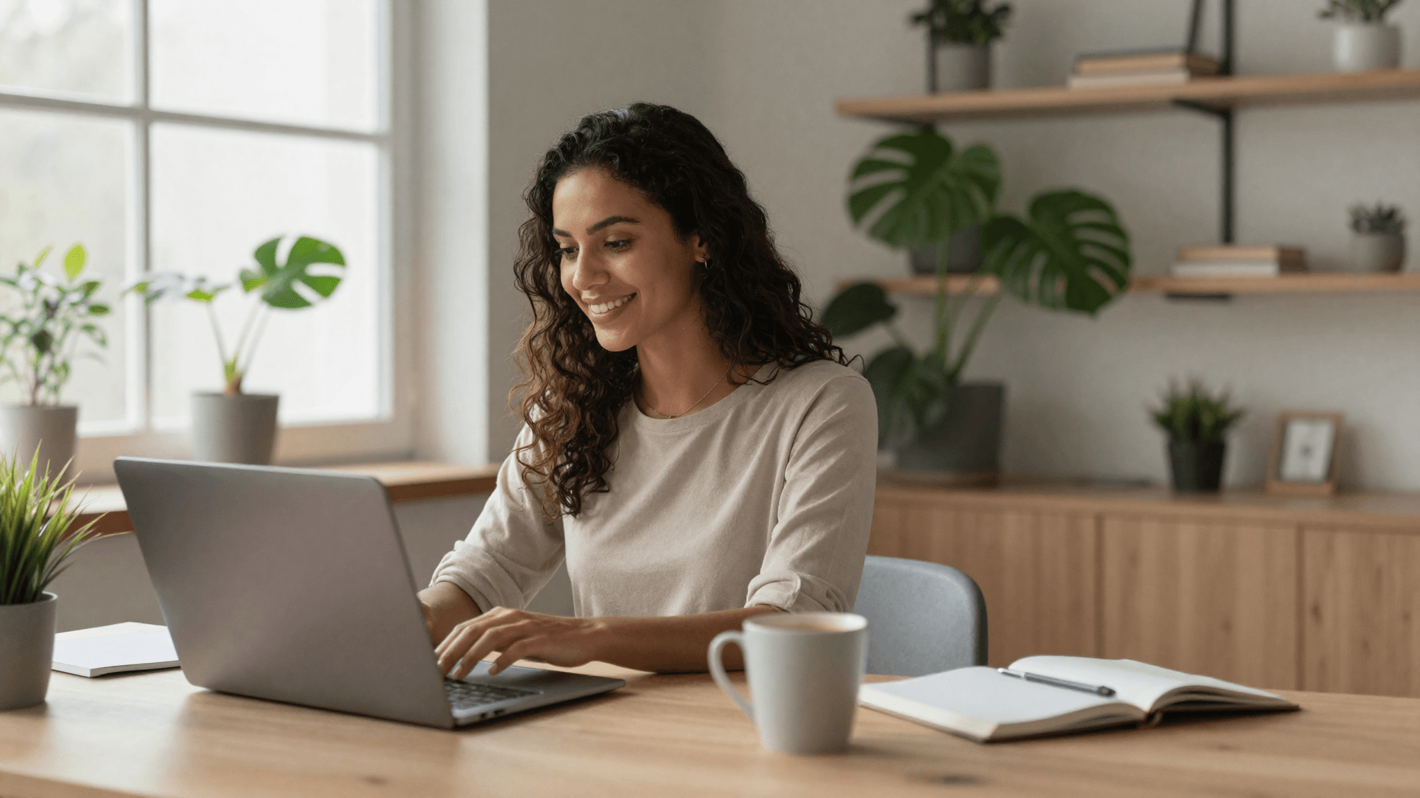 Freelancer trabalhando no computador em home office